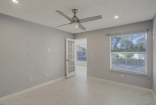 a view of a room with racks on the wall