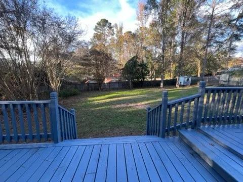 a view of wooden deck