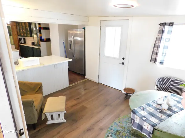 a bedroom with a bed and furniture