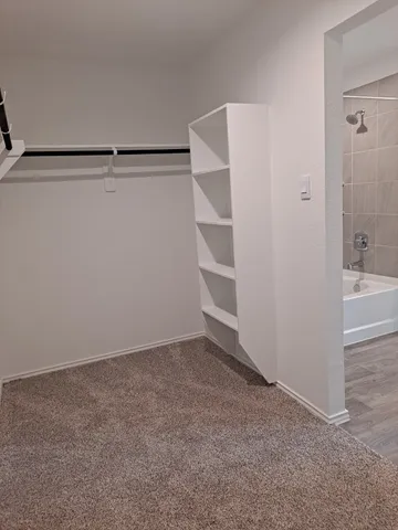 a view of an empty walk in closet