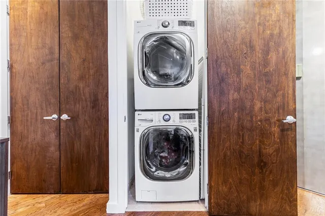 a utility room with dryer and washer