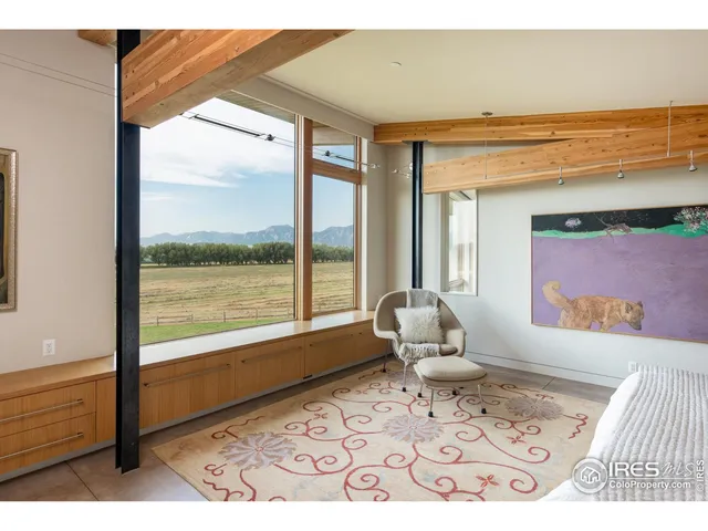 a living room with a large window