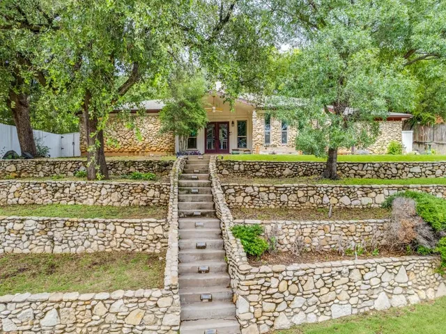 a front view of a building with street