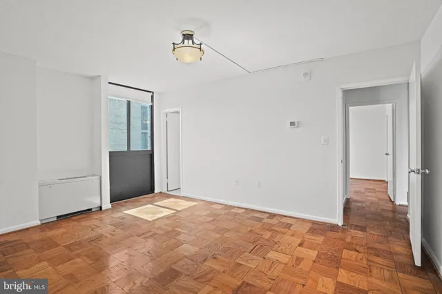 a view of a room with racks on the wall