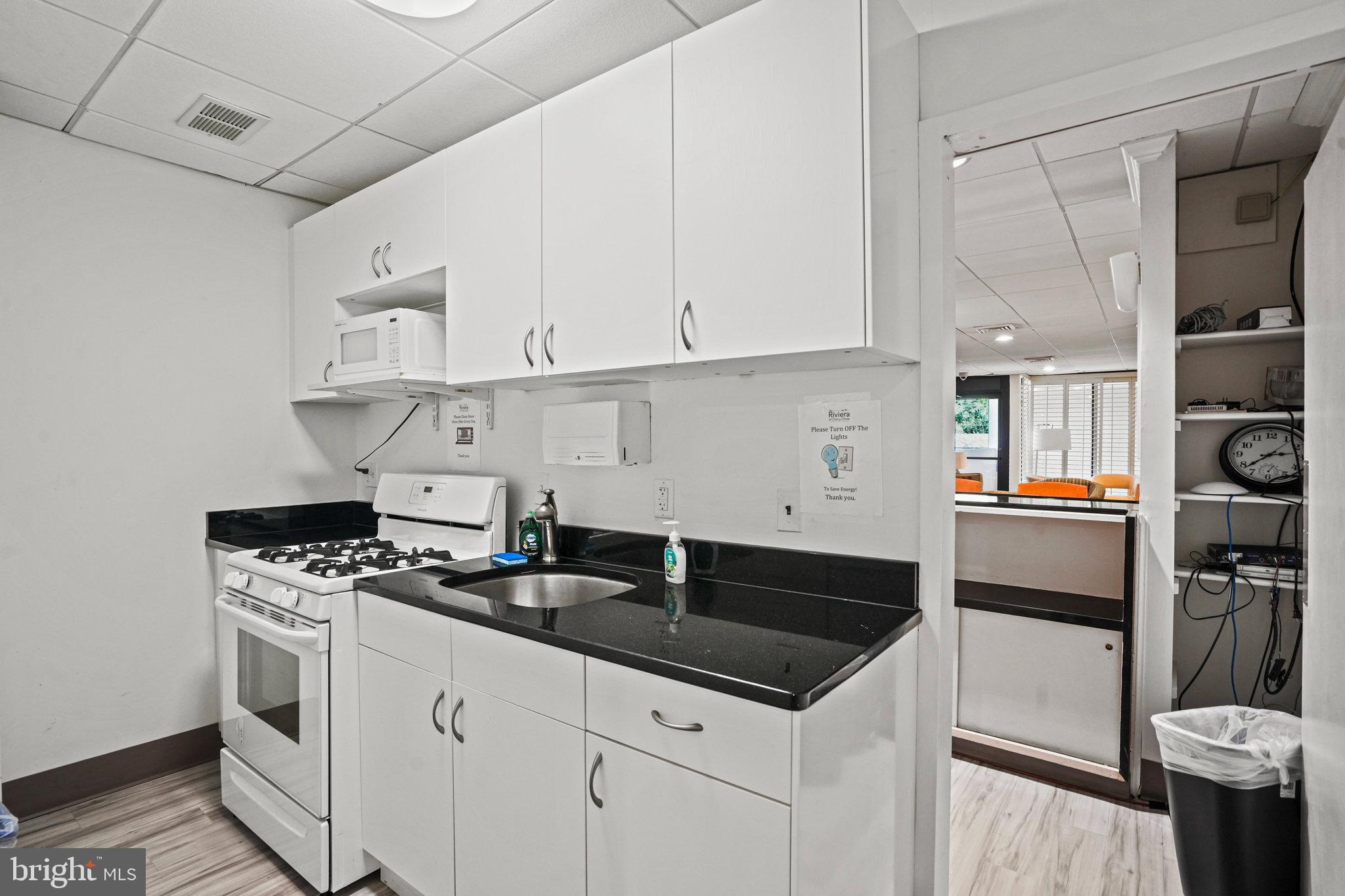 4242 East W Highway, Unit 605 Chevy Chase, MD 20815 - Photo 34 of 46 a kitchen with granite countertop a sink a stove and cabinets
