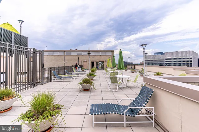 a view of a terrace with furniture