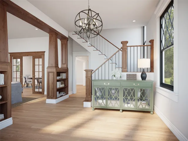 a view of entryway with wooden floor