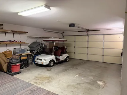 a car parked in a garage