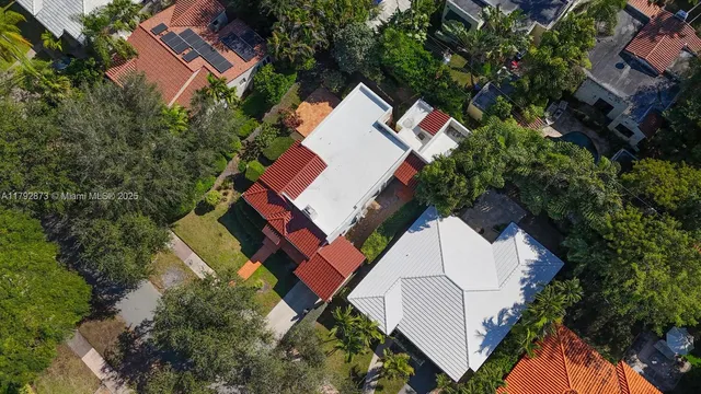 an aerial view of a house
