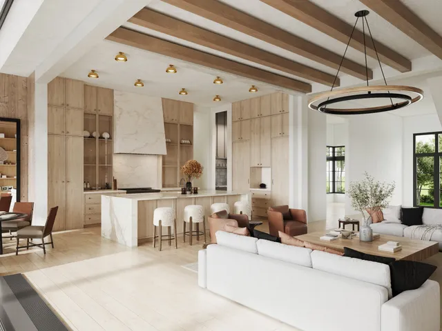 a living room with stainless steel appliances kitchen island granite countertop furniture and a view of kitchen