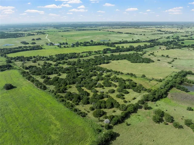 a view of a field with an ocean