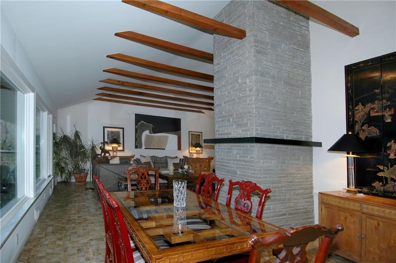 817 Elm Spring Road Mt. Lebanon, PA 15243 - Photo 8 of 25 Dining Room - Raised ceiling with beams, wall of windows.