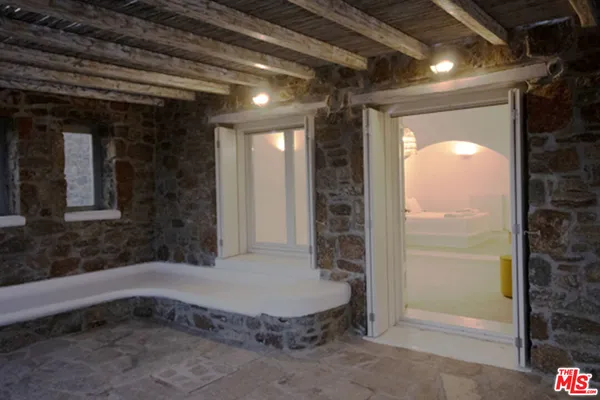 a spacious bathroom with a large mirror