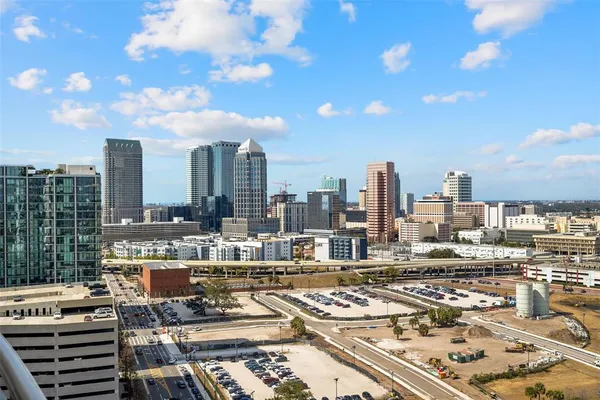 a city view with of a city