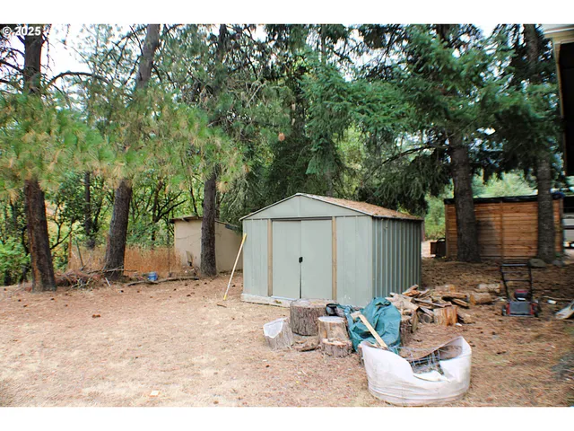 a view of backyard of house