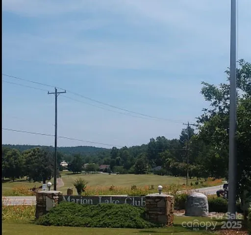 a view of a green field with trees in the background