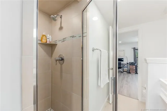 a view of a lake with a outdoor space