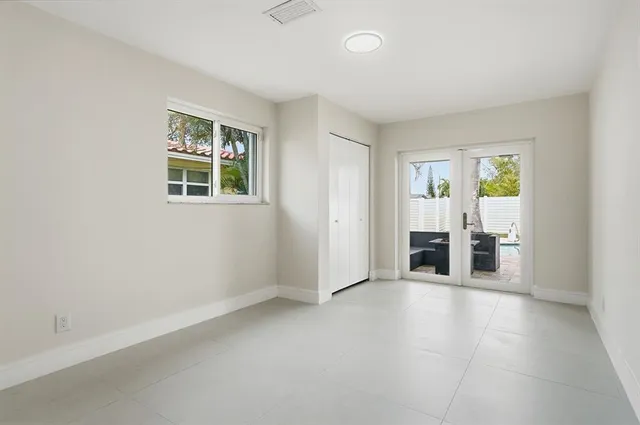 a view of an empty walk in closet
