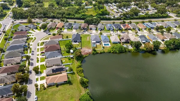 a view of a city with mountains in the background