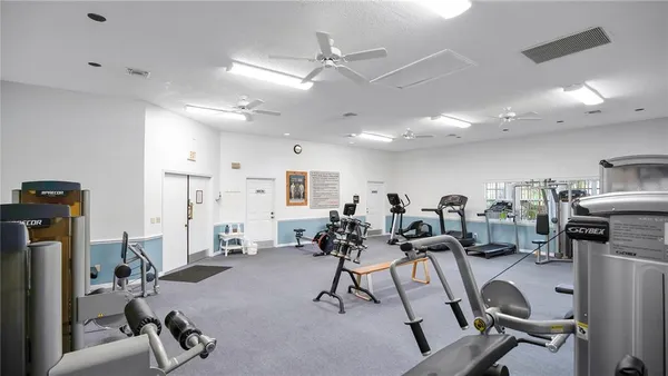 a view of a room with gym equipment
