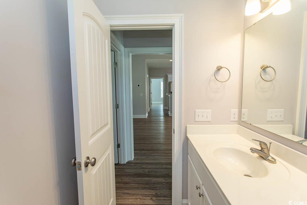 126 Allsbrook Road Loris, SC 29569 - Photo 25 of 30 Bathroom with vanity and dark wood-style flooring