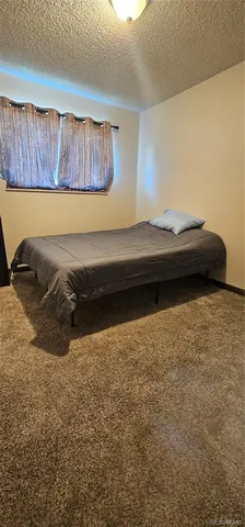 a bedroom with a bed and couch