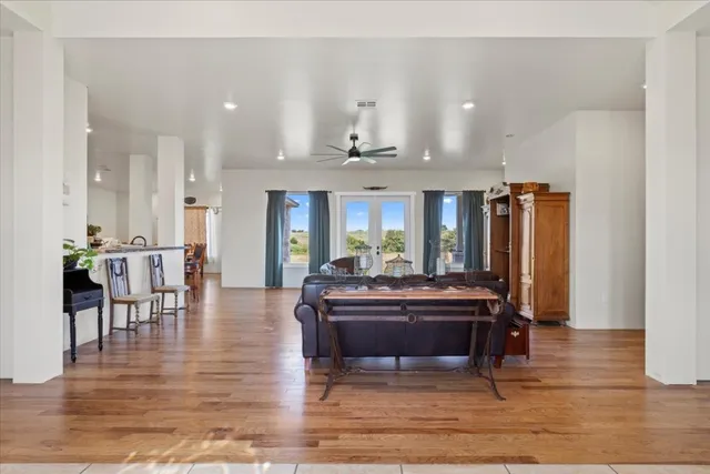 a view of a living room and dining room