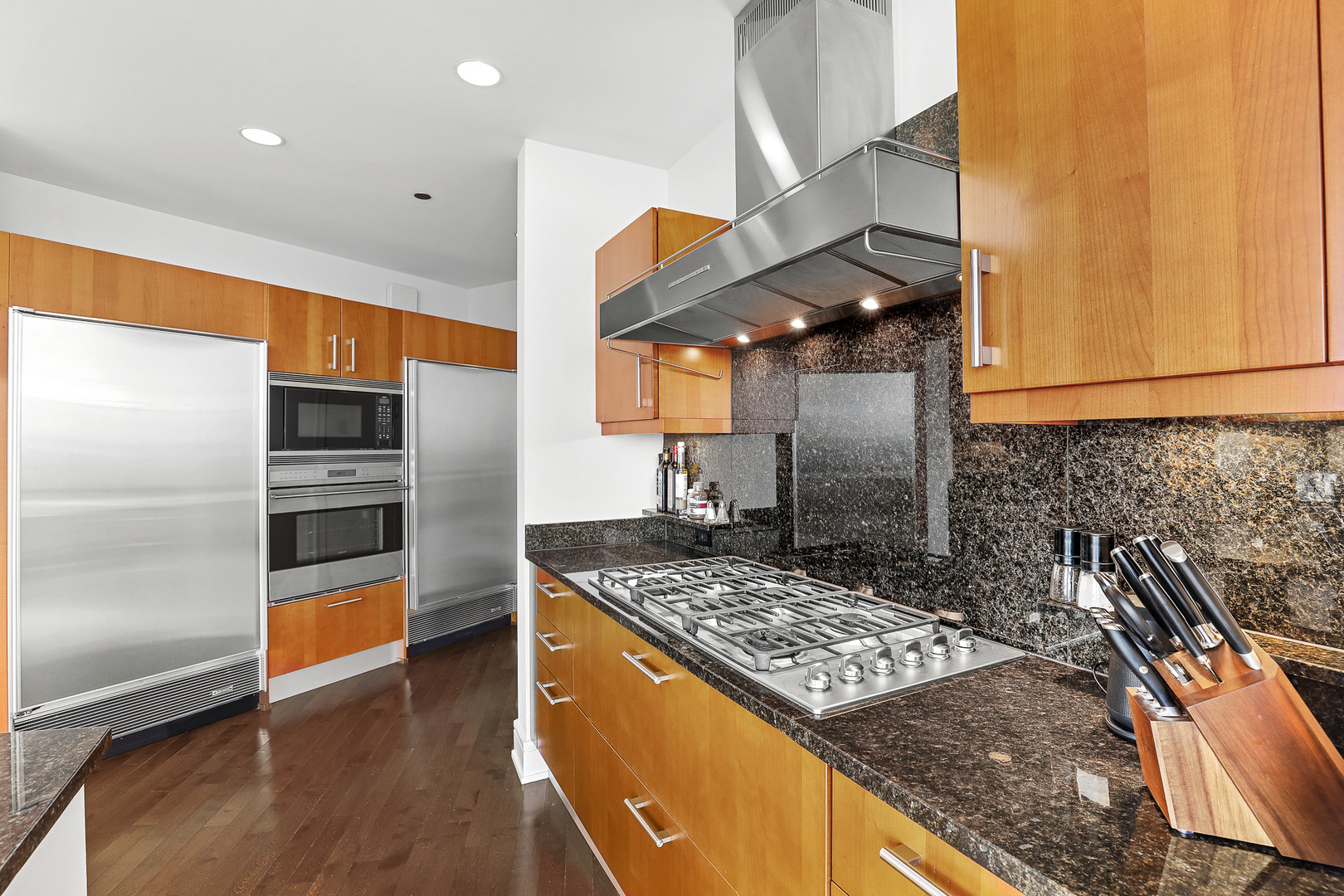 401 North Wabash Avenue, Unit 66A Chicago, IL 60611 - Photo 11 of 26 a kitchen with stainless steel appliances granite countertop a sink stove and refrigerator