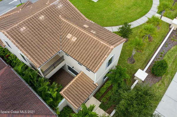 an aerial view of a house