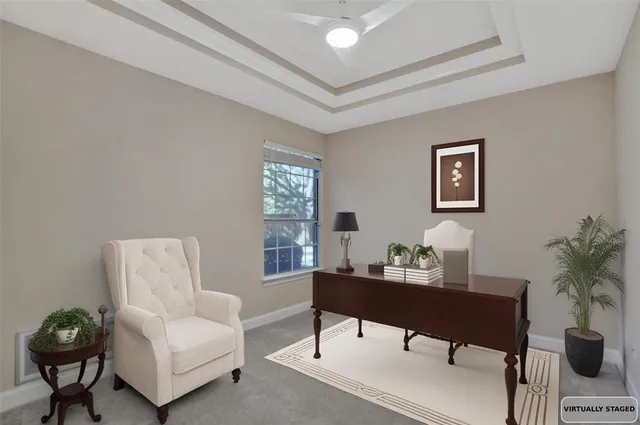 an empty room with a bathroom