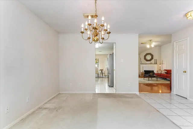a view of a chandelier in a room