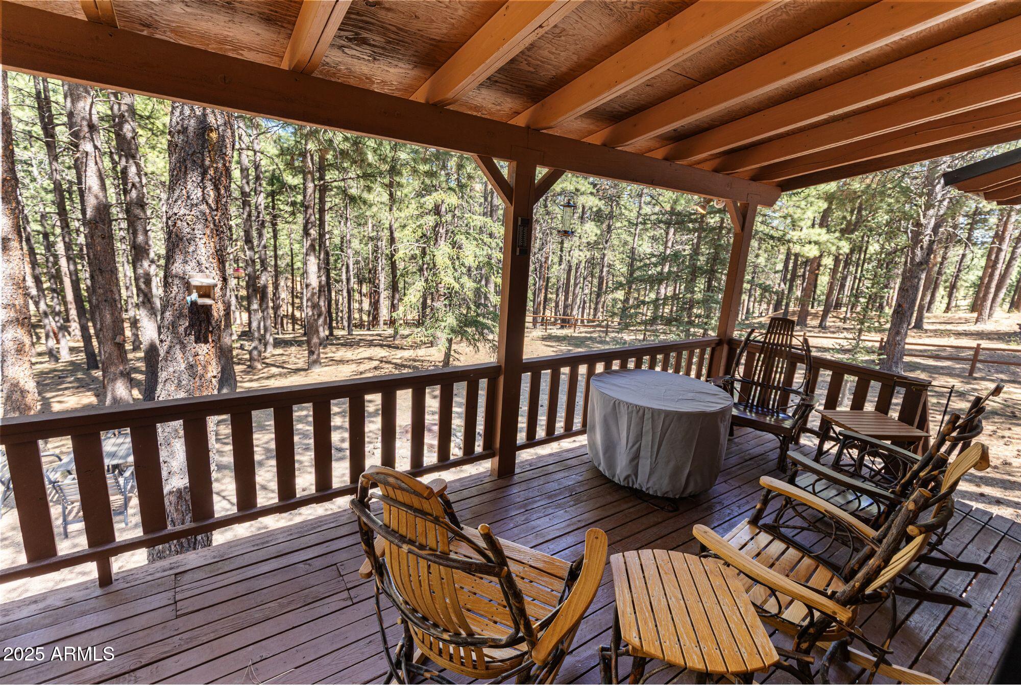 341 Pinto Road Forest Lakes, AZ 85931 - Photo 29 of 30 a view of porch with a table and a chairs