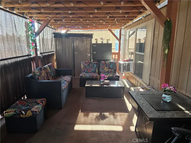 a living room with furniture