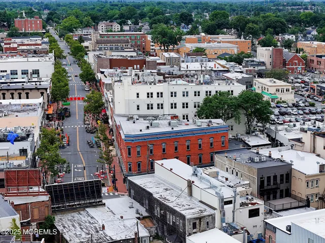 a city view with tall buildings