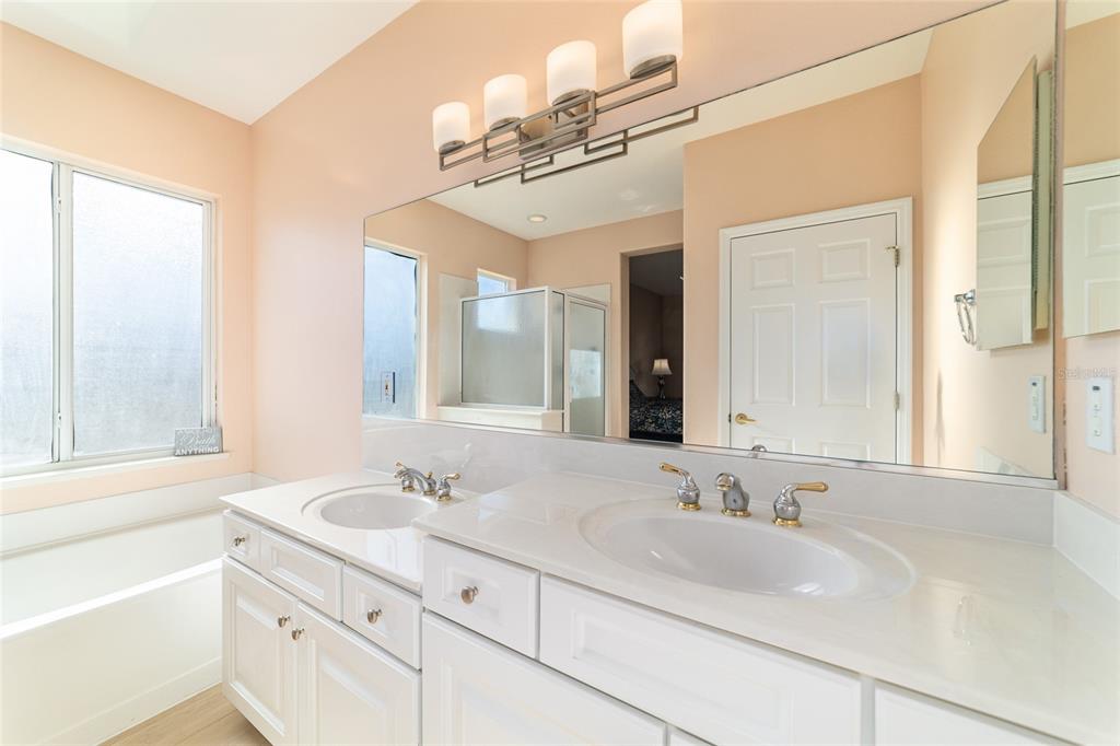 9612 Southeast 124th Loop Summerfield, FL 34491 - Photo 37 of 60 a bathroom with a granite countertop sink mirror and a