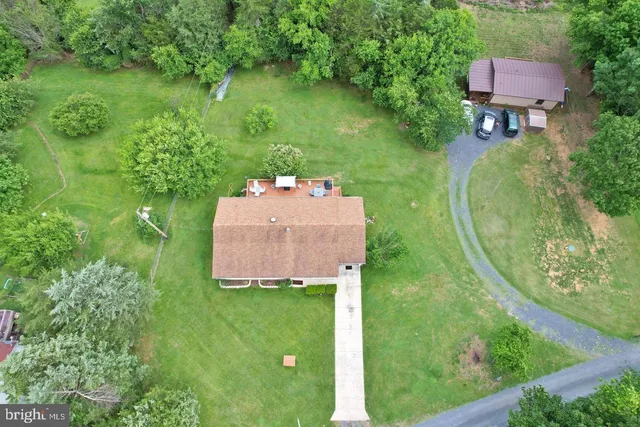an aerial view of a house