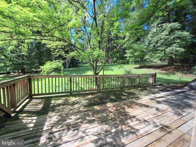 a view of a bench in a backyard