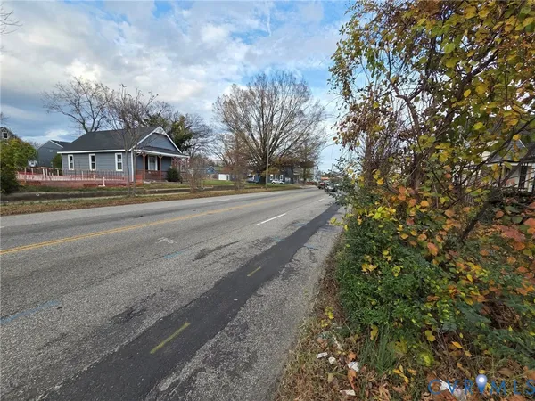 a view of a city street from a building