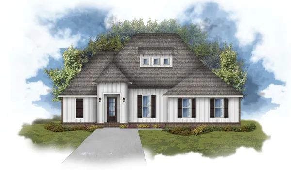front view of a house with a yard