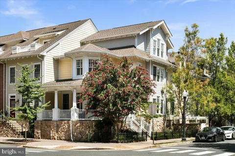 a front view of a building with street view