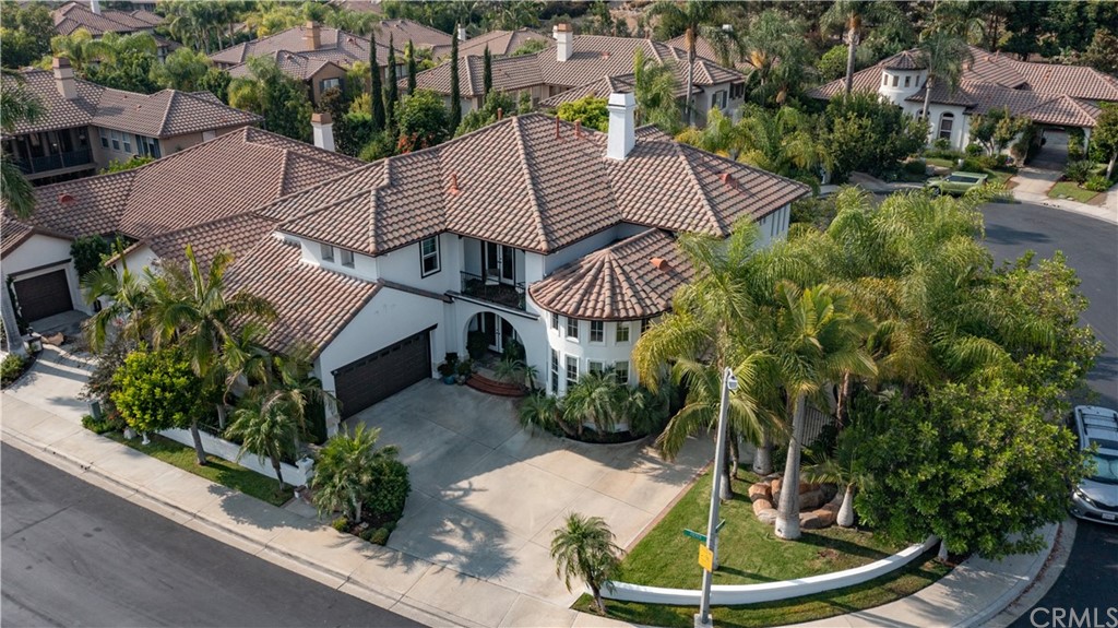 Aerial view of front exterior of 2355 Pieper.  Corner lot home. Recently painted exterior.