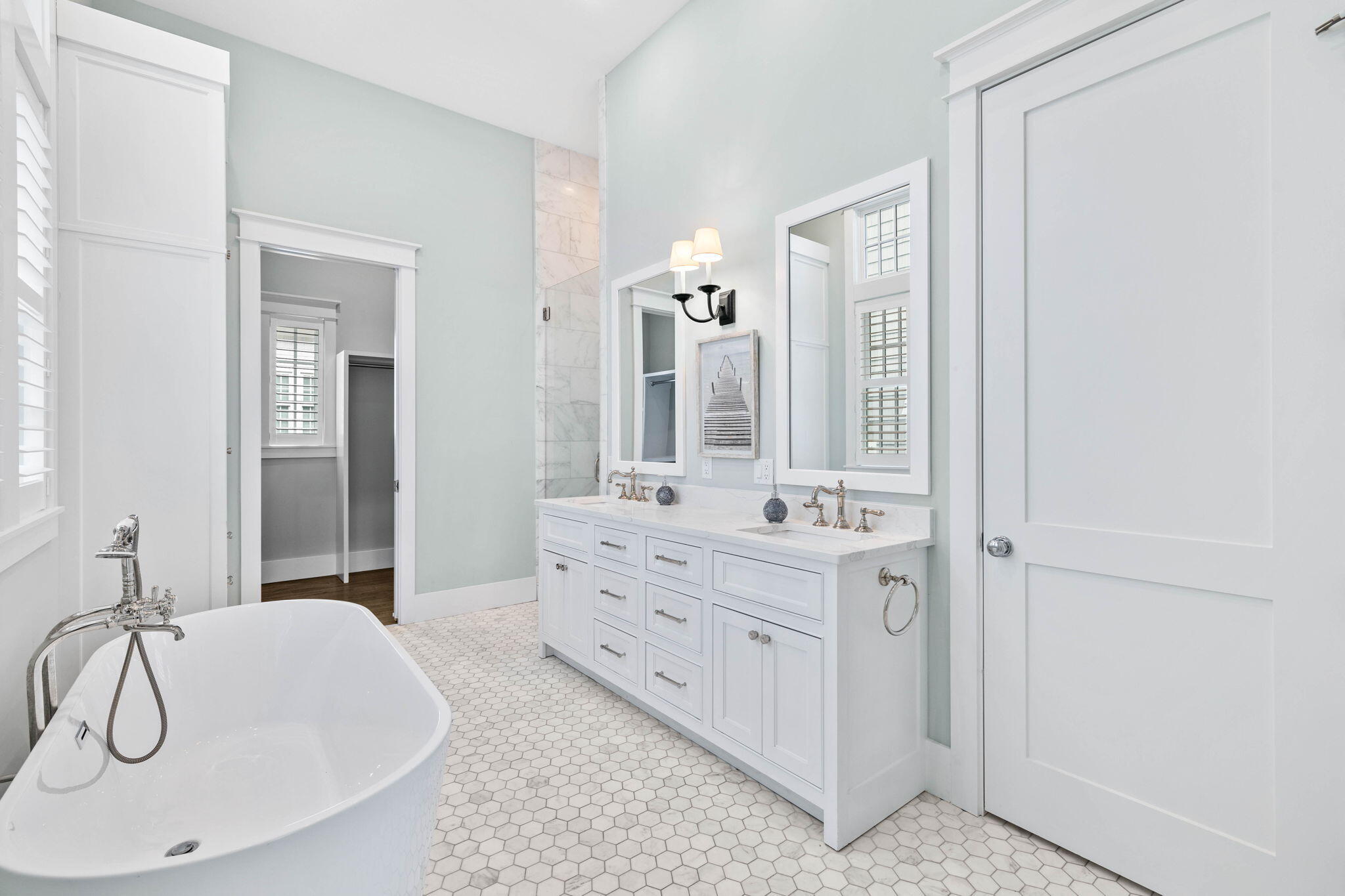 28 Honor Ln Inlet Beach Inlet Beach, FL 32461 - Photo 34 of 99 a bathroom with a double vanity sink mirror and bathtub