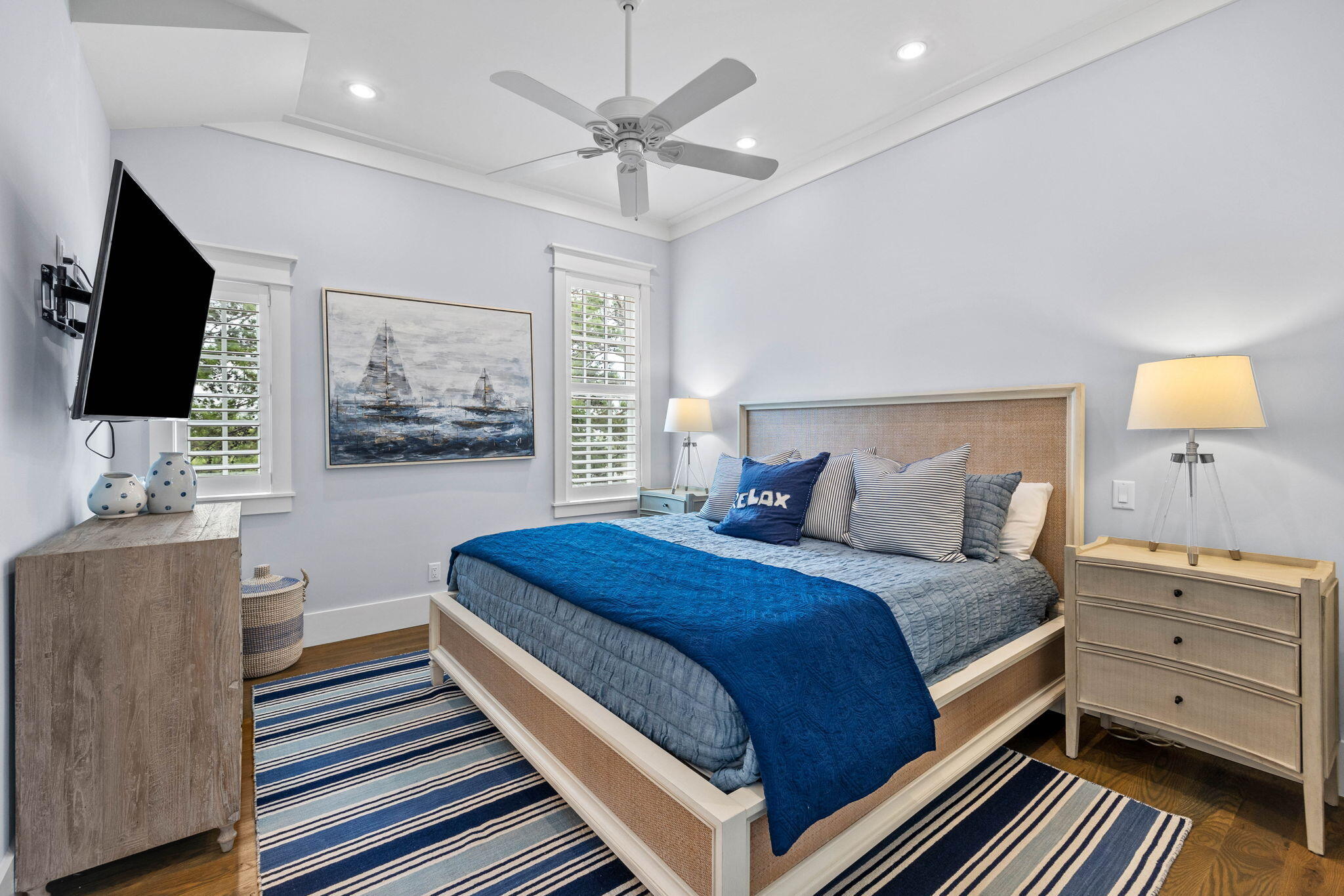 28 Honor Ln Inlet Beach Inlet Beach, FL 32461 - Photo 48 of 99 a bedroom with a bed and a flat screen tv