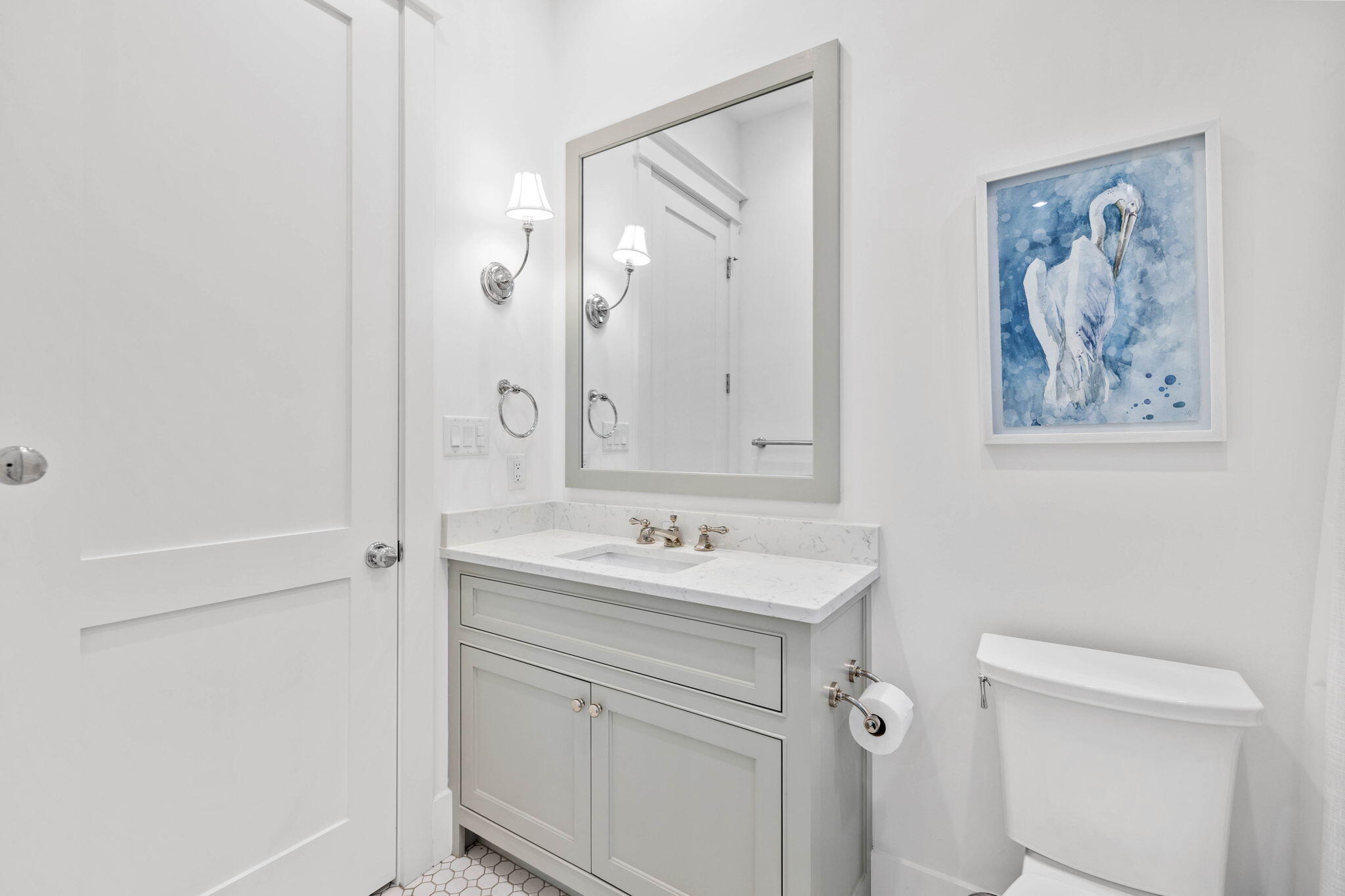 28 Honor Ln Inlet Beach Inlet Beach, FL 32461 - Photo 49 of 99 a bathroom with a sink mirror vanity and toilet