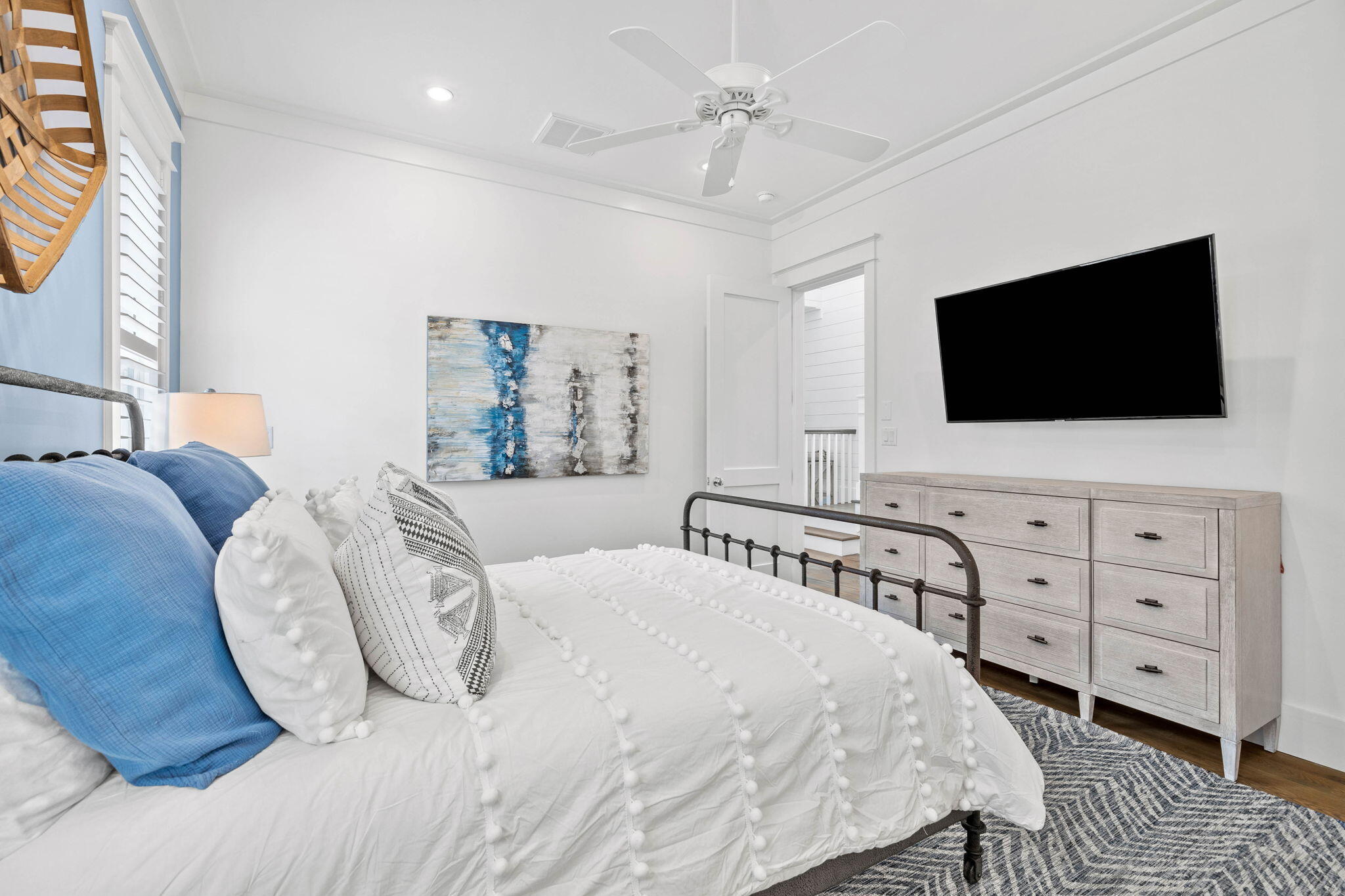 28 Honor Ln Inlet Beach Inlet Beach, FL 32461 - Photo 52 of 99 a bedroom with a bed and a flat screen tv