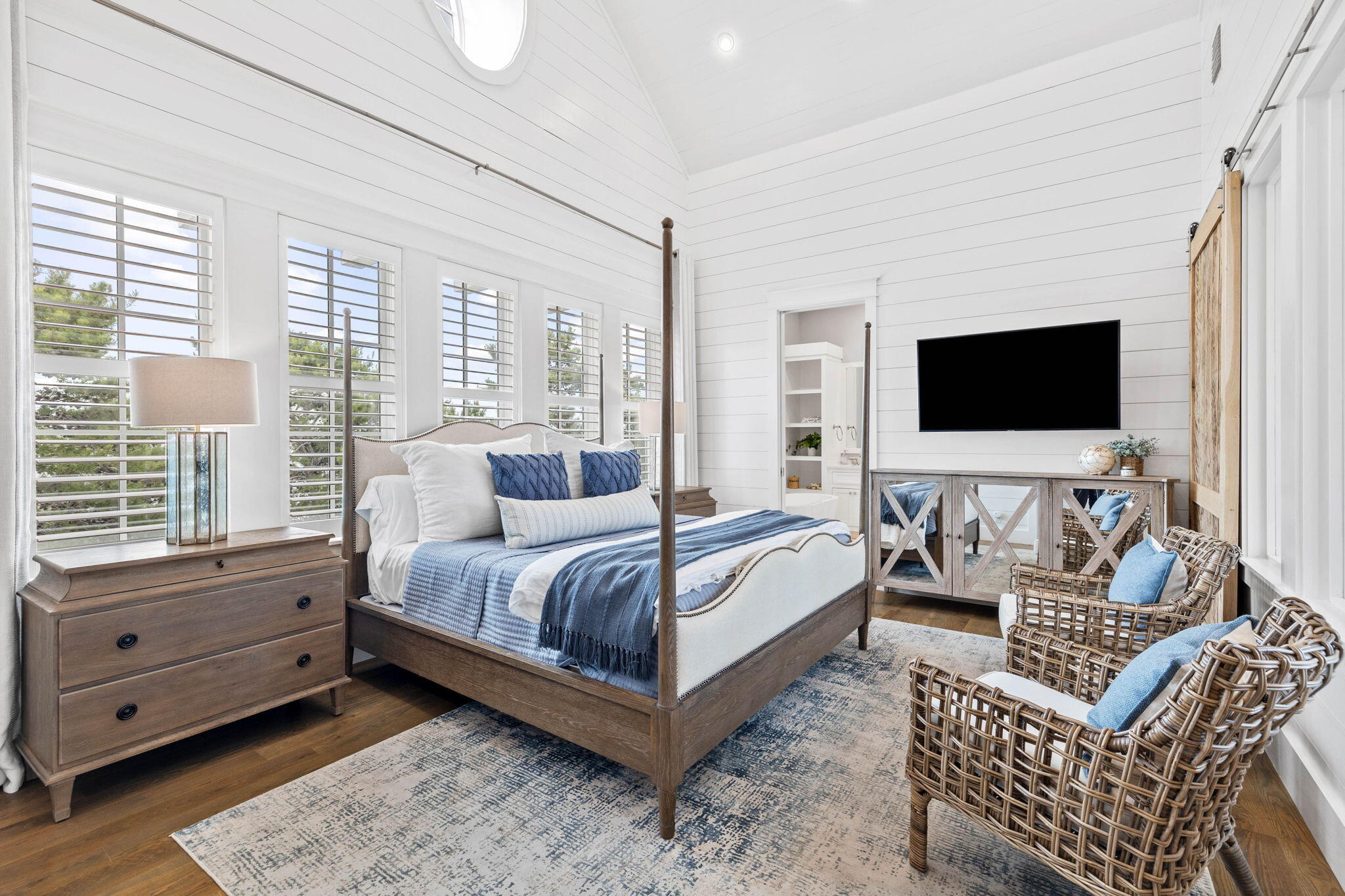 28 Honor Ln Inlet Beach Inlet Beach, FL 32461 - Photo 58 of 99 a spacious bedroom with a bed and a flat screen tv