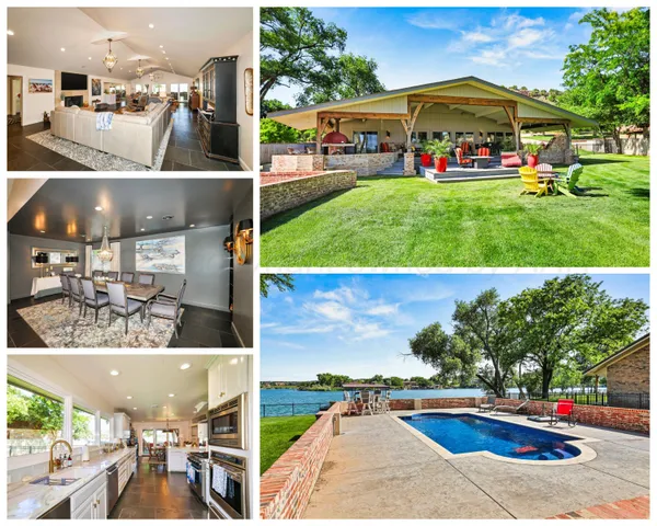 an aerial view of a house with a garden