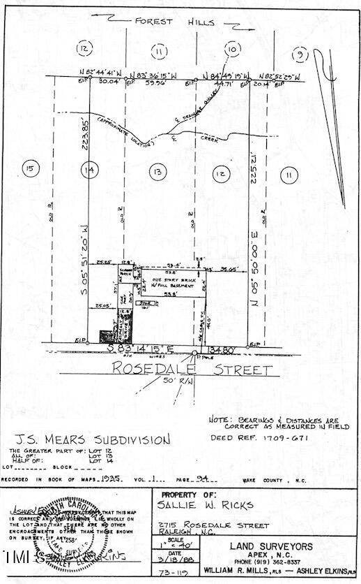 2715 Rosedale Avenue Raleigh, NC 27607 - Photo 44 of 46 Survey from 1988