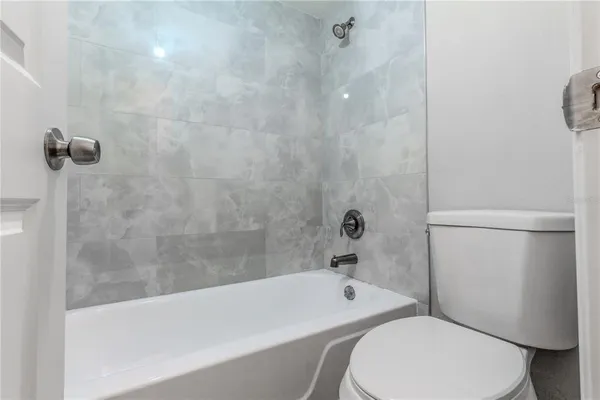 a bathroom with a bathtub