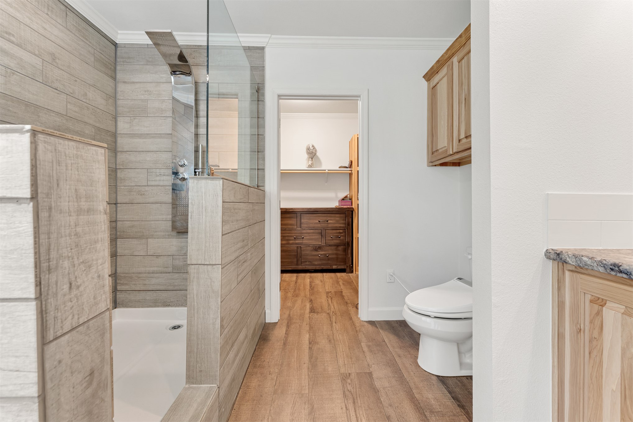 15291 East 400 Road Claremore, OK 74017 - Photo 45 of 96 Walk-in shower with tile surround and glass partition